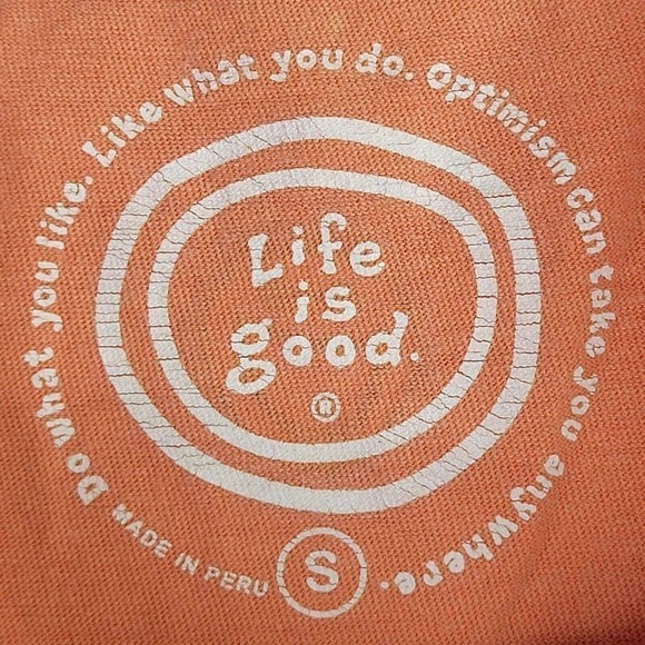 Life is Good Mens Short Sleeve Crewneck T-Shirt Tee Orange Hiking Biking Rafting - Picture 4 of 11